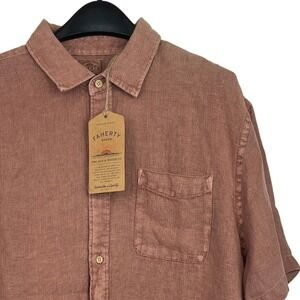 NEW Faherty Palma Linen Shirt Mens XXL Short-Sleeve Cedar Rose Summer $168